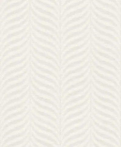 Repeating feather leaf pattern in light beige and white with subtle linen texture
