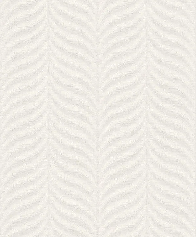 Repeating feather leaf pattern in light beige and white with subtle linen texture