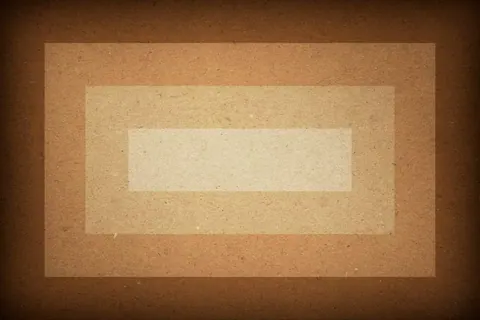 Nested rectangular frames in layered shades of tan, beige, and brown with subtle texture.