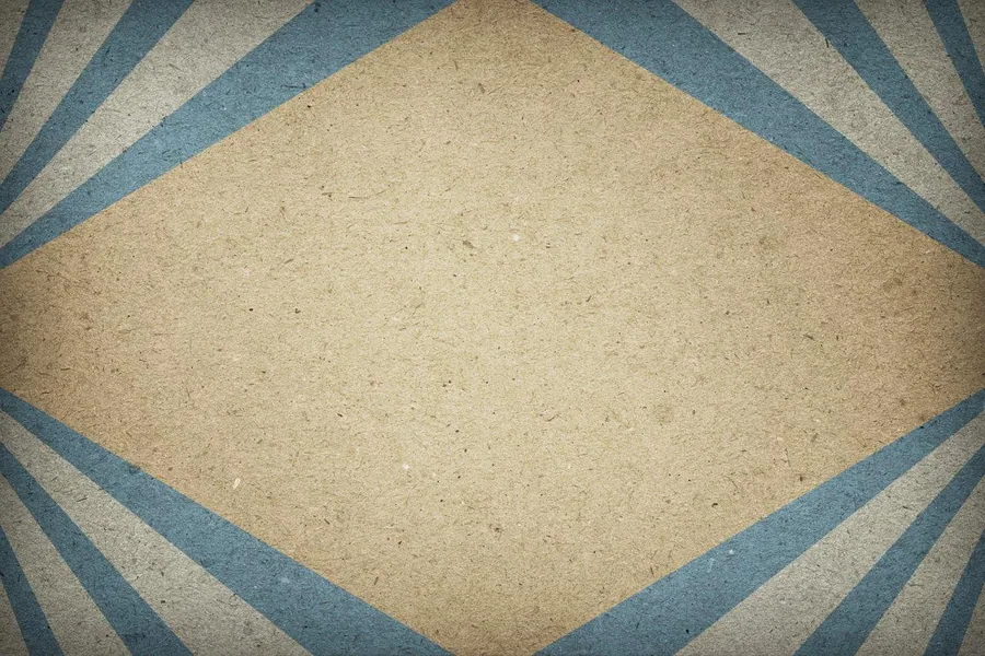 Retro geometric wallpaper with concentric diamond shapes and radiating stripes in cream and blue tones