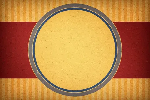 Vintage retro wallpaper with large yellow circle on red and orange striped background