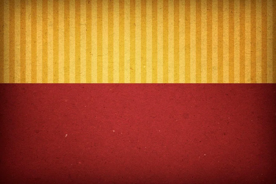 Gold striped pattern above deep red solid section with textured vintage finish