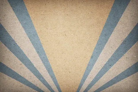 Vintage sunburst pattern with alternating cream and blue radiating rays on textured background