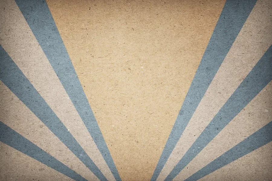 Vintage sunburst pattern with alternating cream and blue radiating rays on textured background