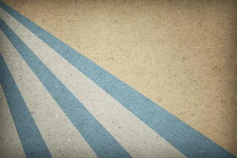 Alternating cream and teal diagonal stripes radiating in a sunburst pattern on textured background.