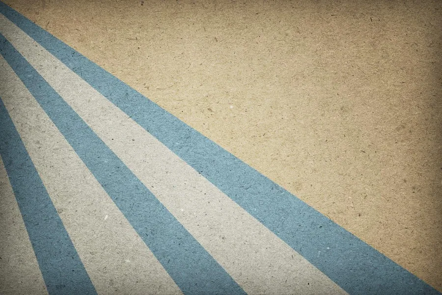 Alternating cream and teal diagonal stripes radiating in a sunburst pattern on textured background.