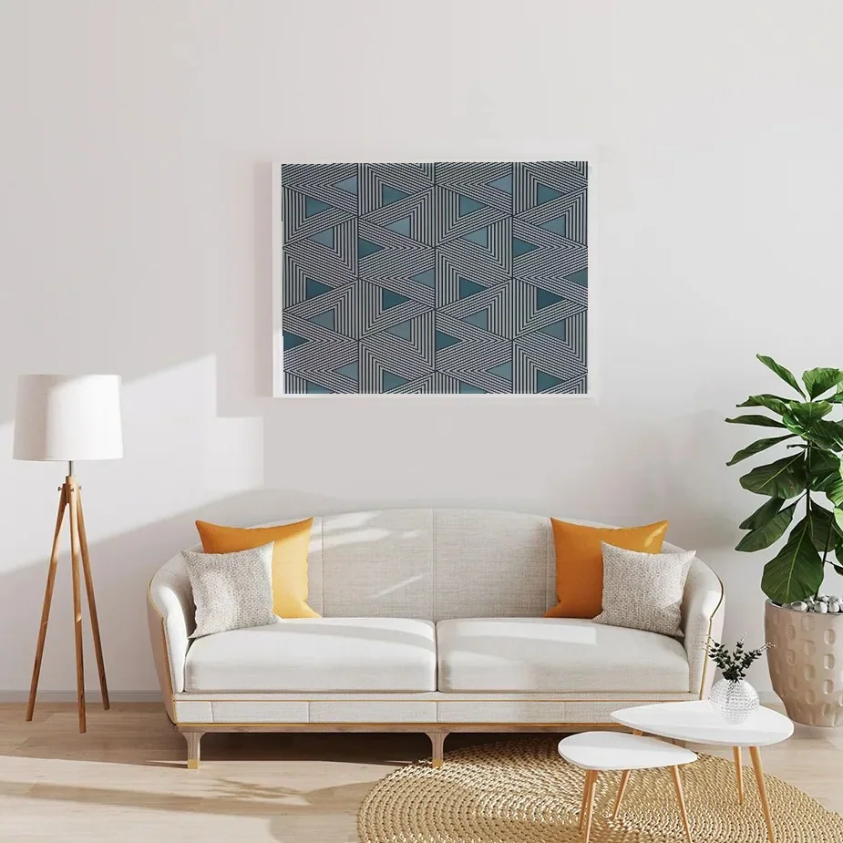 Boho Patterns wallpaper shown on a wall in a styled room