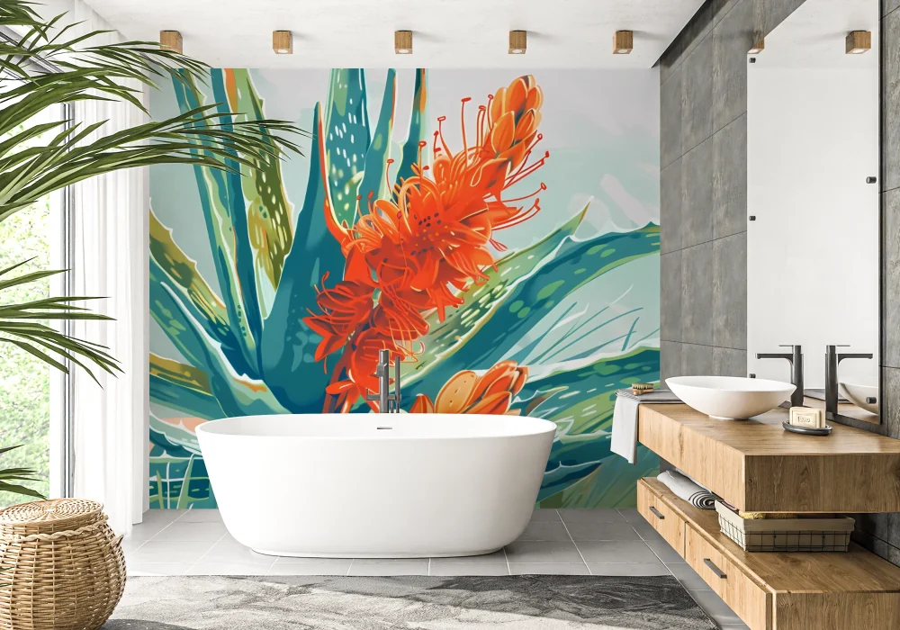 Smart Art wallpaper printed on a wall in a styled room
