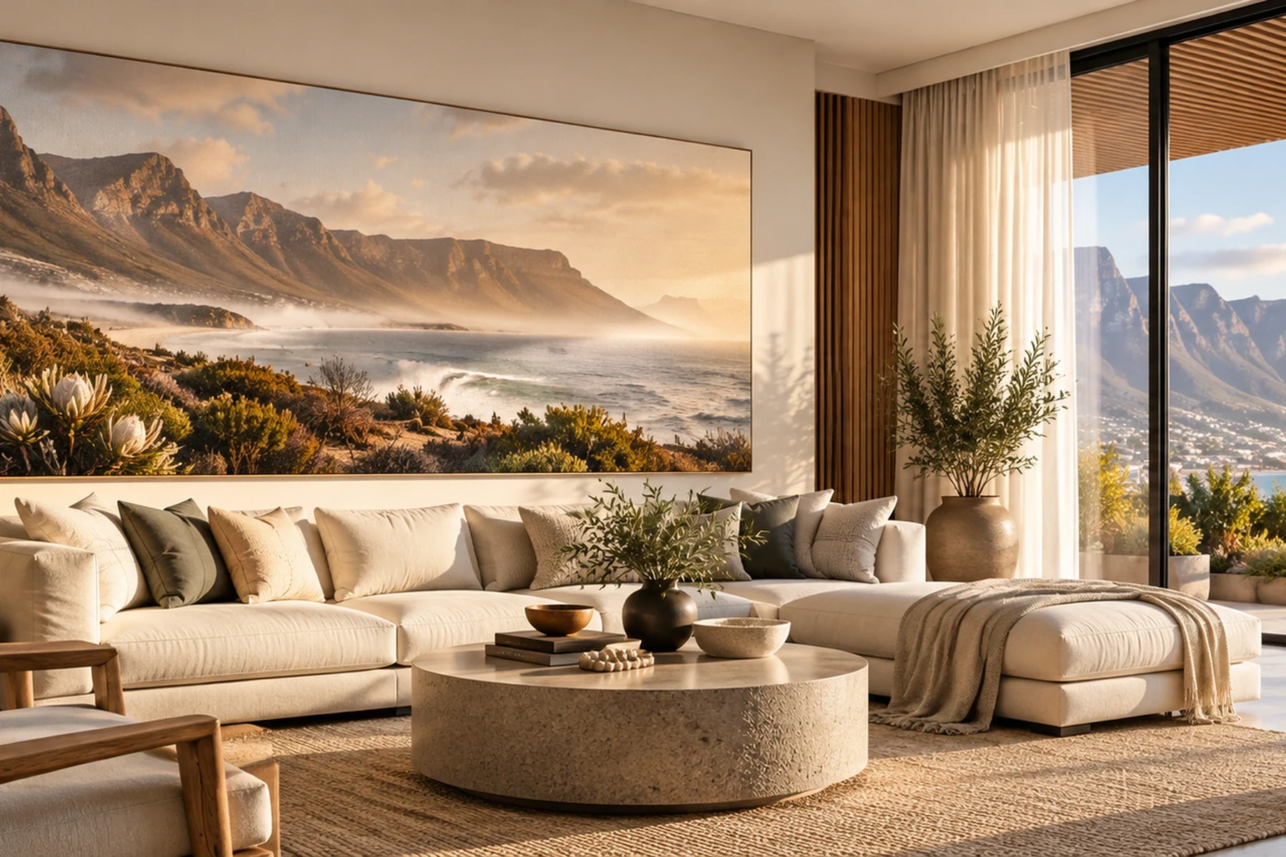 Large custom canvas print in a modern Cape Town living room