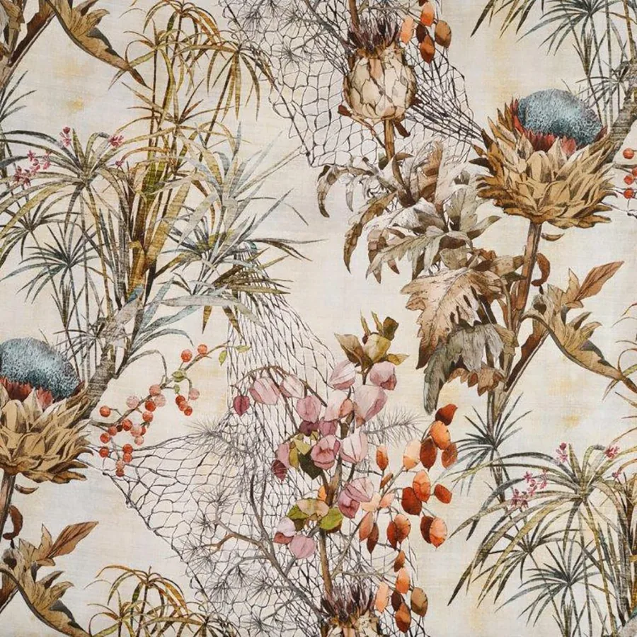Botanic Lace Wallpaper with Net Texture wallpaper design