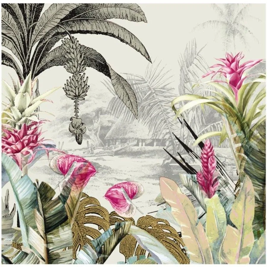 Botanical Fynbos Protea & Birds wallpaper design