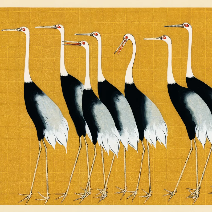 The Golden Cranes wallpaper design