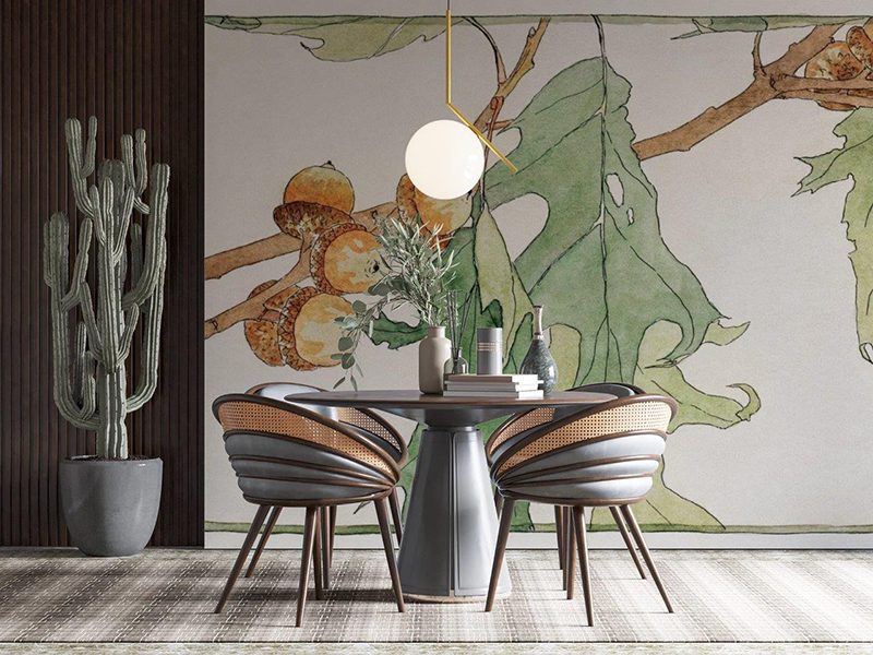 Smart-Art-Interior-Dining-Room-Wall-Hannah-Borger-Overbeck-Oak-leaves-and-Acorns-artwork1