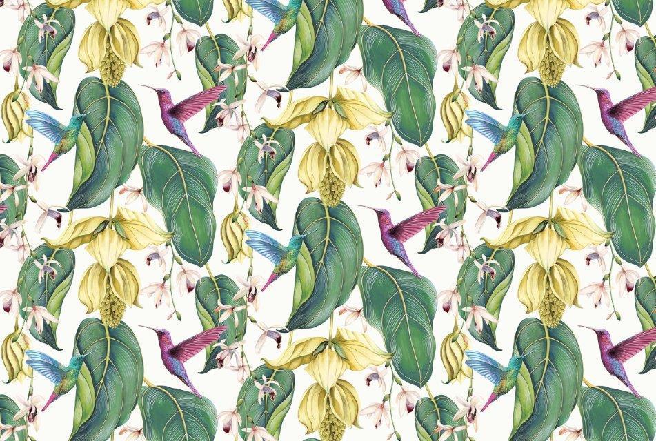 1_smart-art-floral-botanical-design-humming-birds-flowers-and-leaves-pattern