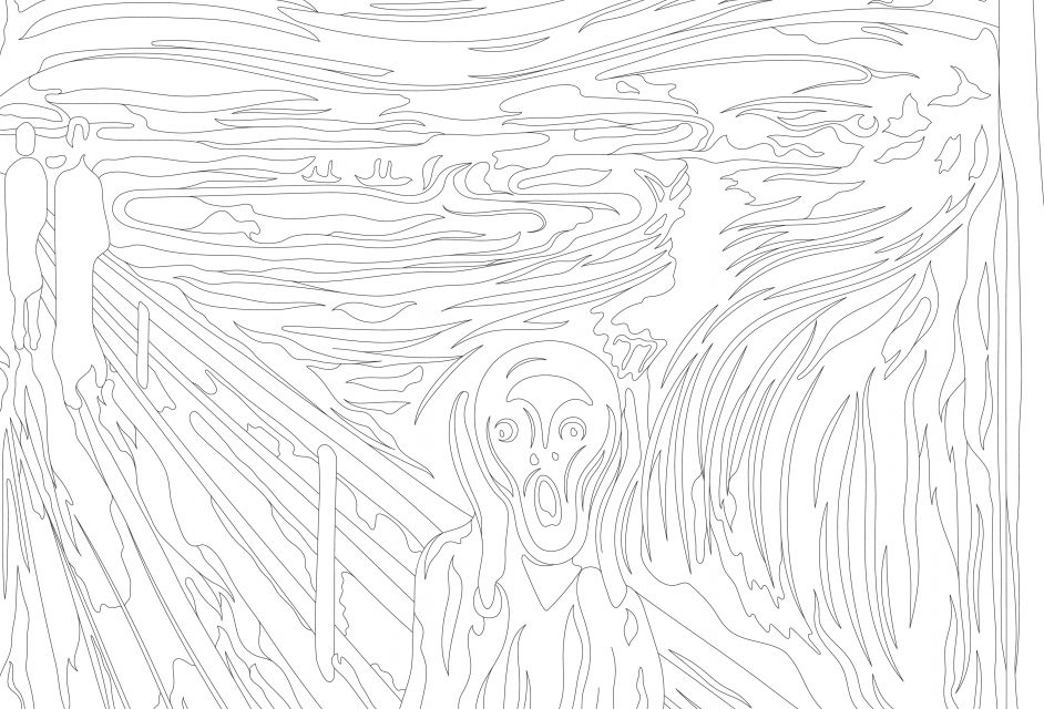 The Scream (1893) by Edvard Munch adult coloring page