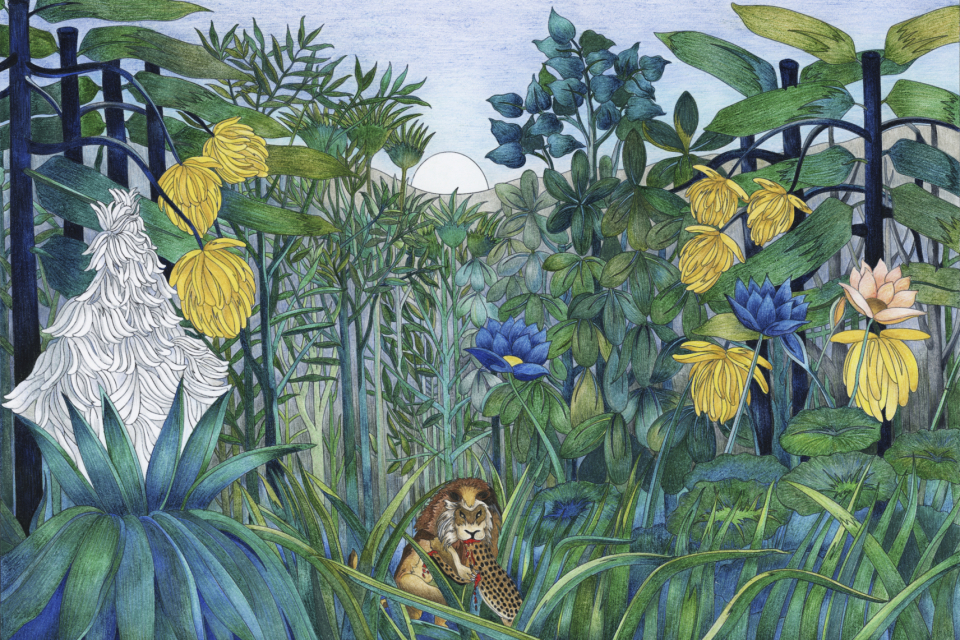 The Repast of the Lion (1907) by Henri Julien Rousseau : adult coloring page