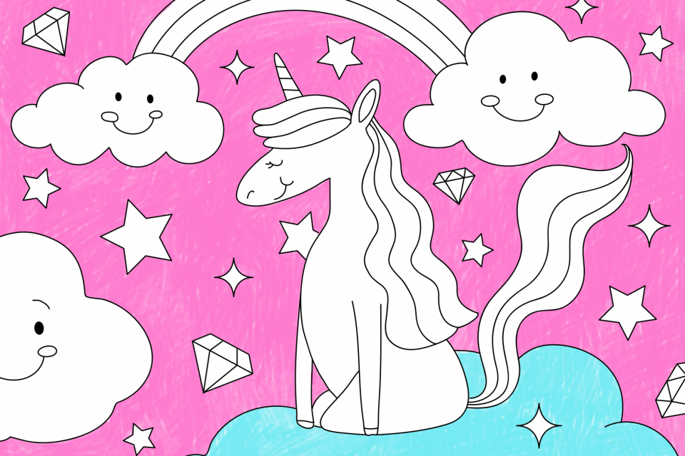 Magical unicorn illustration for kids