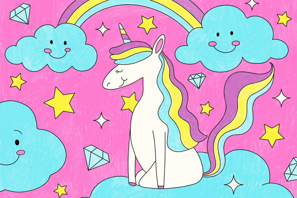 Magical unicorn illustration for kids