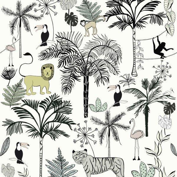 smart-art-kiddies-wallpaper-r-tiger-monkey-bird-flamingo-lion-2