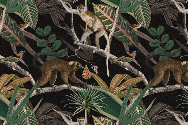 smart-art-patterns-vintage-tropical-lemur-and-monkeys