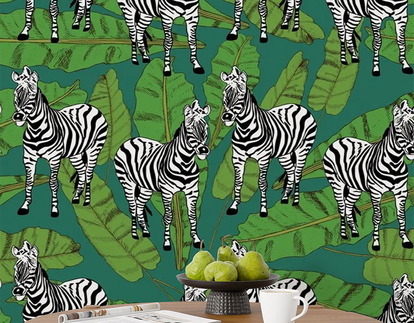 Smart-Art-Seamless-wallpaper-botanical-leaves-anitmal-protea-birds-tiger-leaves-7