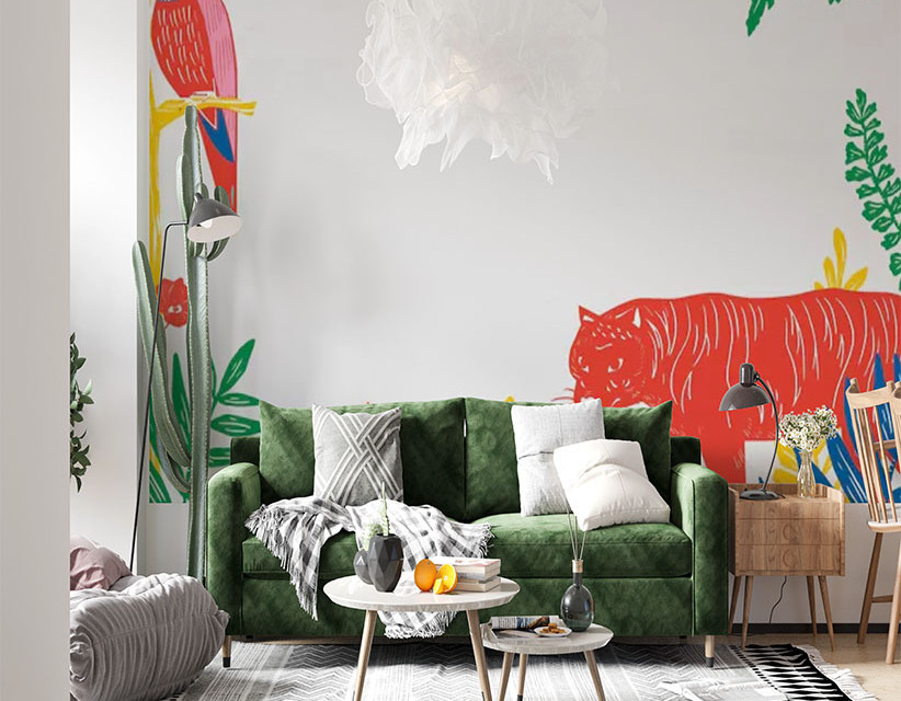 Smart-Art-Seamless-wallpaper-botanical-leaves-anitmal-protea-birds-tiger-leaves-9