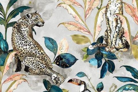 parot-banana-leaves-leopard-flamingo-107